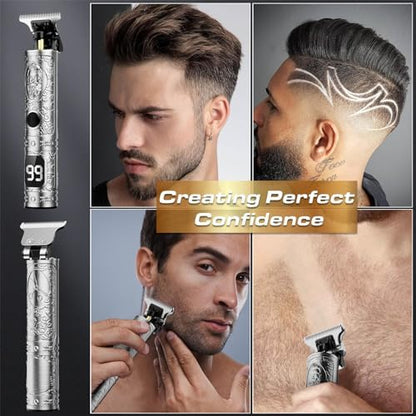Fannas cordless zero gapped hair trimmer alloy T-blade close up