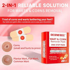 Dermfree foot care solution bandage applied safely on a toe to treat a stubborn corn.