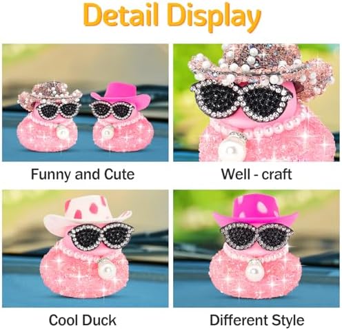 Wonuu crystal studded rubber duck car ornament top view