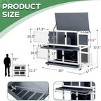 2 Story Solid Wood Rabbit/Bunny Hutch with 2 Large Main Rooms, Indoor Outdoor Rabbit House Guinea Pig Cage Pet House for Small Animals with Ventilation Door Removable Tray Waterproof Roof (Grey) - Image 8