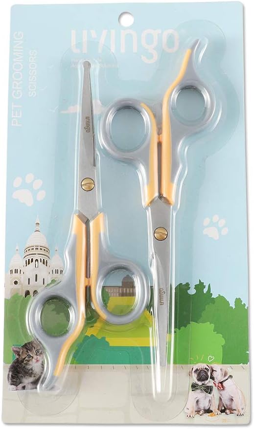 LIVINGO titanium coated pet shears displaying the safe rounded safety tips