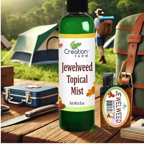 Creation Pharm Jewelweed Topical Mist packaging details showcasing natural herbal ingredients
