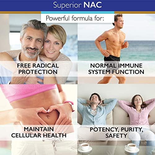 Top angle view of the non GMO allergen free Superior Labs N-Acetyl Cysteine 150 capsule bottle packaging.