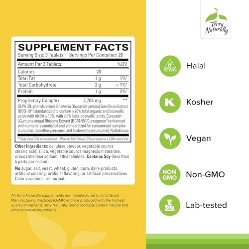 Terry Naturally Curamin supplement bottle side label showing ingredients