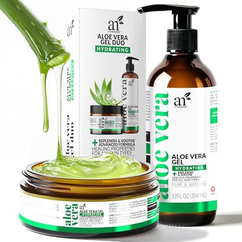 Artnaturals Aloe Vera Gel Set jumbo 20 fluid ounce bottle and jar front view