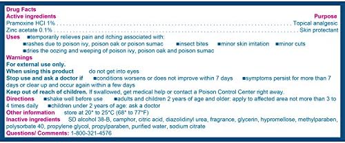 Water based clear calamine lotion by Caladryl for non staining insect bite and sunburn relief