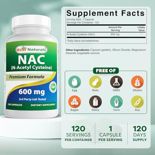 Best Naturals N-Acetyl Cysteine supplement label details