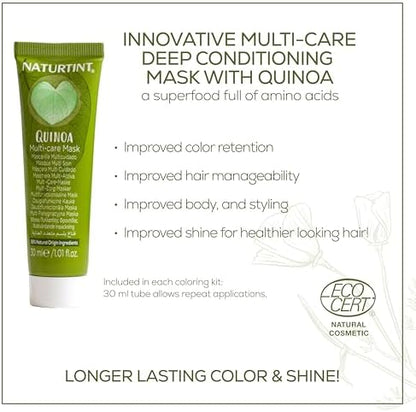 Before and after color results guide featured on Naturtint 5N Light Chestnut Brown packaging