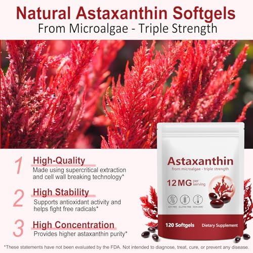 Vita-NuAge Nutrition Astaxanthin 12mg 120 softgels showing clear product labeling and capsule count info