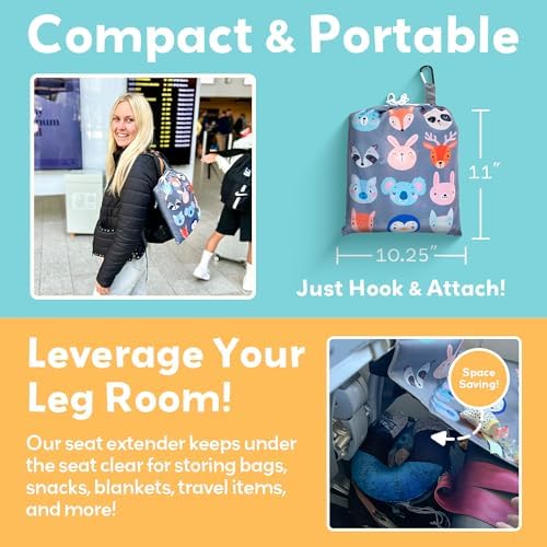 Premium imported kids airplane seat extension hammock demonstrating buckle setup