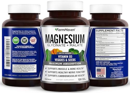 FarmHaven non buffered magnesium glycinate and malate dietary supplement capsules side panel