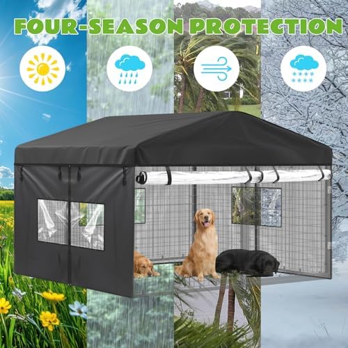 Chunm pet cage protective cover showing secure zipper attachments