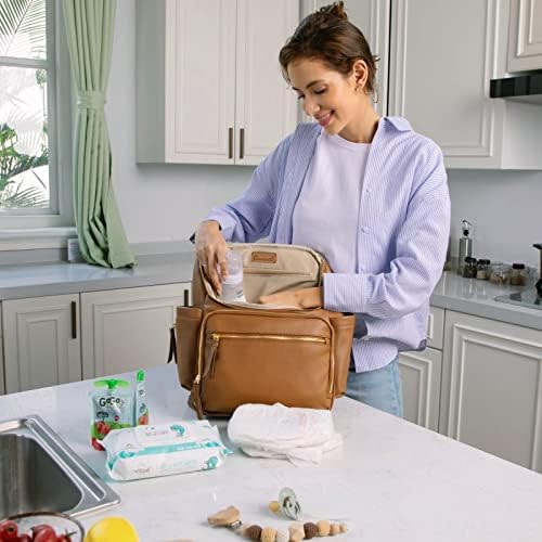Omanmoli baby changing bag side profile showing bottle pockets