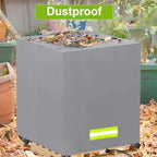 Heavy duty bulk pallet cover protecting patio wood furniture from rain.