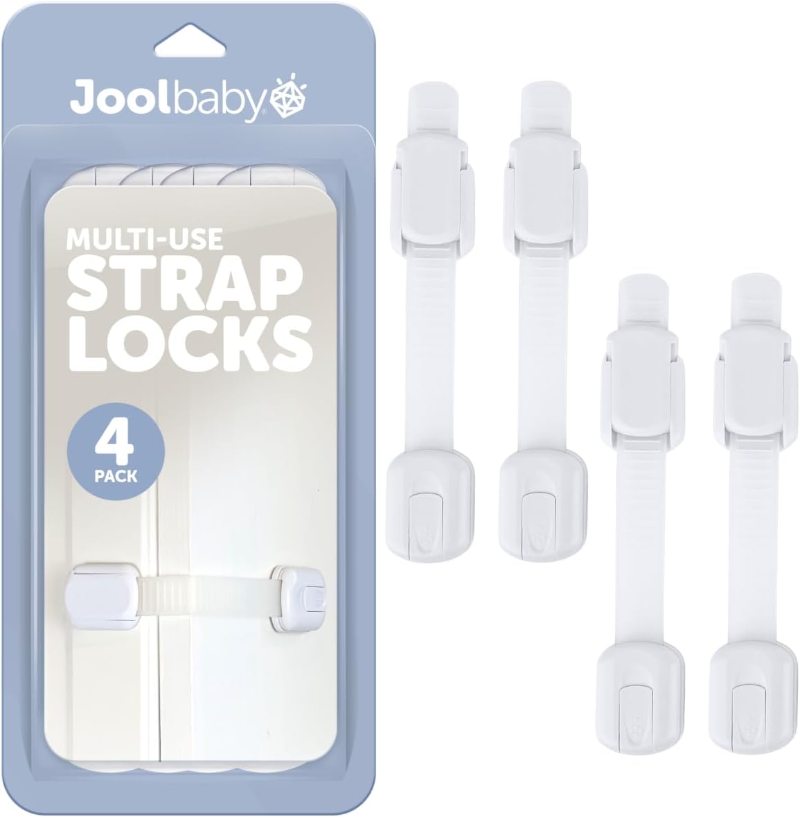 Jool Baby child safety strap locks front view packaging