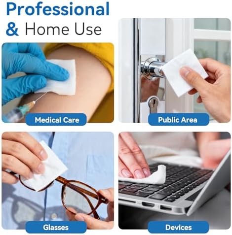 CareLiving alcohol prep pads being used for skin disinfection before injection.