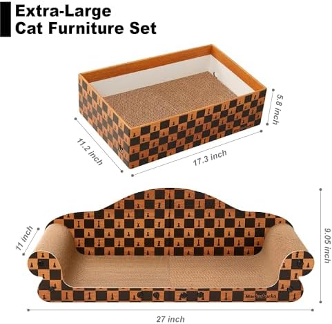 Markarbarka reversible cat scratching pad showcasing the durable heavy duty corrugated cardboard texture.