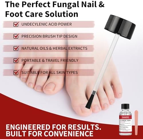 Close up of GemÃ¤chlich ZuHause antifungal liquid applicator brush for precise nail application.