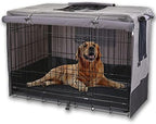 Rachmi 600D canvas water resistant dog kennel cover in gray.