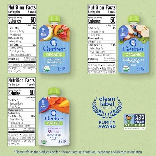 Close up of Apple Blueberry Spinach pouch packaging details.