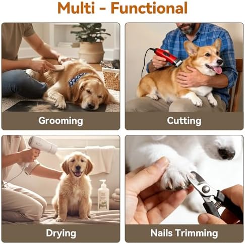 Golden Retriever being groomed with Josmimic arm