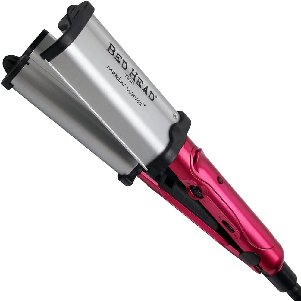 Bed Head Making Waves Tourmaline Ceramic Hair Waver front view showcasing pink and grey body