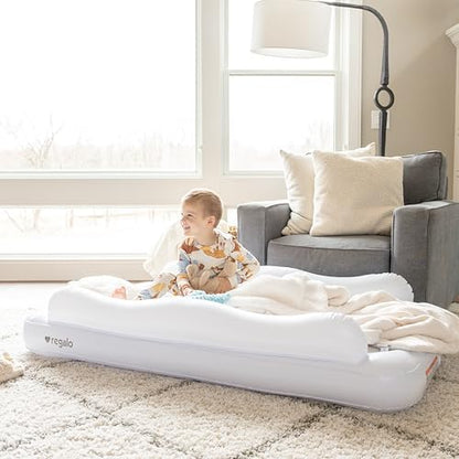 Regalo portable air mattress with included inflation pump and grey felt surface
