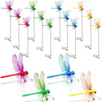 Cushry 12 Pack Dragonfly Clips realistic fake dragonfly garden stakes front view