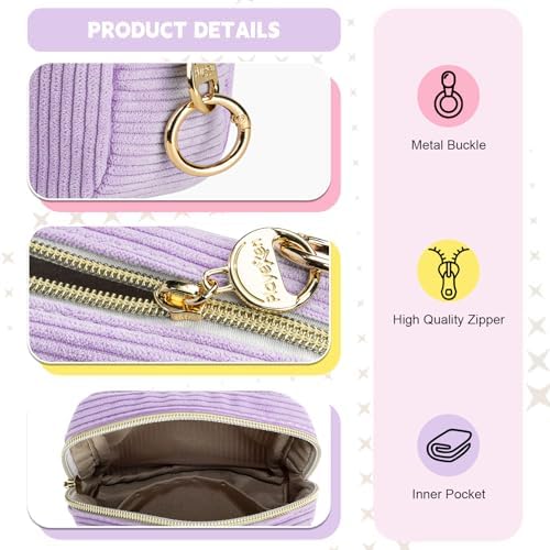 Compact corduroy period kit for teen girls with gold zipper detail.