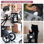 Rexmica black diaper clutch bag folded next to essentials