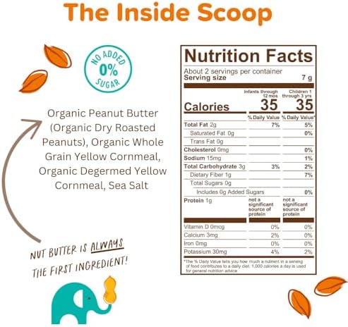Close up of the simple five ingredient list on the Puffworks almond and peanut puff variety box.