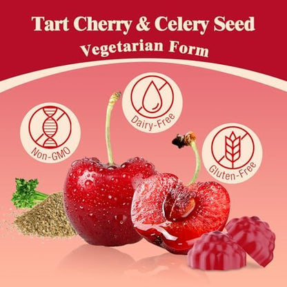 Yonrave tart cherry gummies bottle with joint and sleep support icons