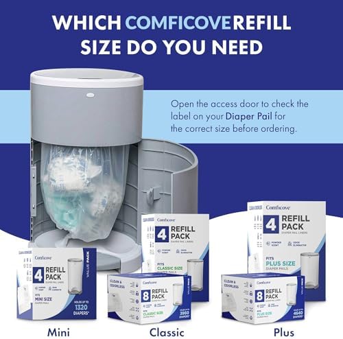 Comficove Diaper Pail Refills 4 pack packaging details