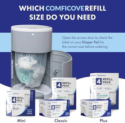 Pack of four Comficove diaper pail refill liners for Mini size