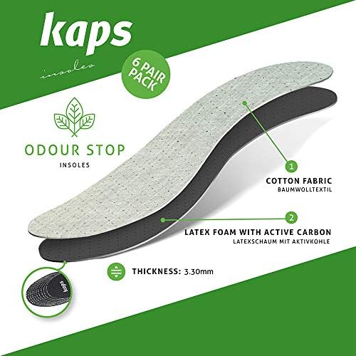 Kaps shoe insoles with cutting guide lines for custom sizing