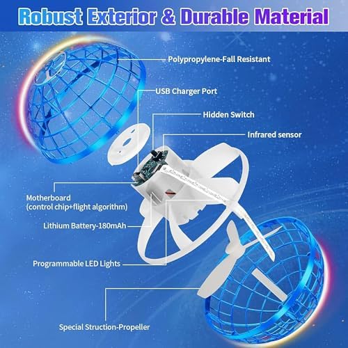 Close up view of the USB charging port on the rechargeable flying ball toy.