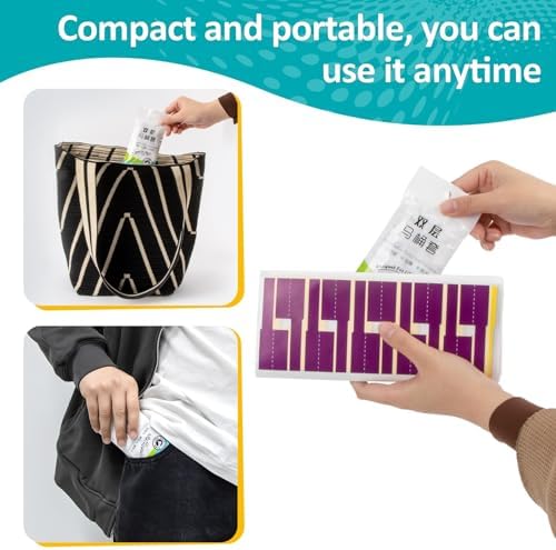 Compact hygiene pack of fifteen pieces showing the portable size for handbags