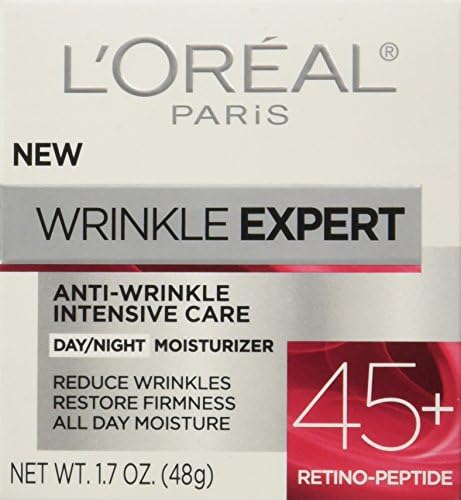 L'Oreal Paris 45 Plus retino peptide cream jar side view showing product directions.