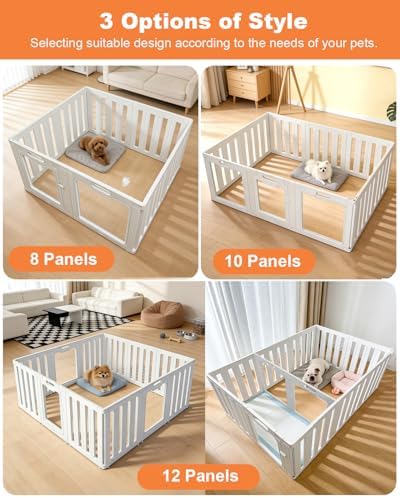 Acrylic Indoor Dog Playpen with Heavy Duty Door Lock,24" H 8 Panels DIY Puppy Playpen Pet Play Pen for Small Animal, Easy Assemble and Clean Plastic Pet Fence,White - Image 6
