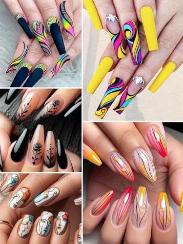 Example of intricate graffiti nail art design using Kalolary pens