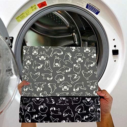 Close up of high quality fabric and yoga dog print pattern