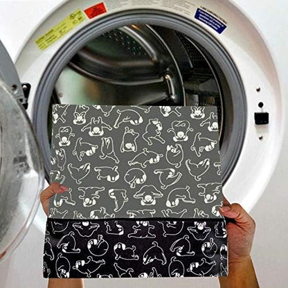 Close up of high quality fabric and yoga dog print pattern