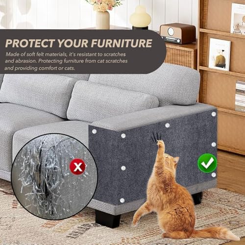 Durable cat furniture protector mat installed vertically on a wooden door frame to block pet claw damage.