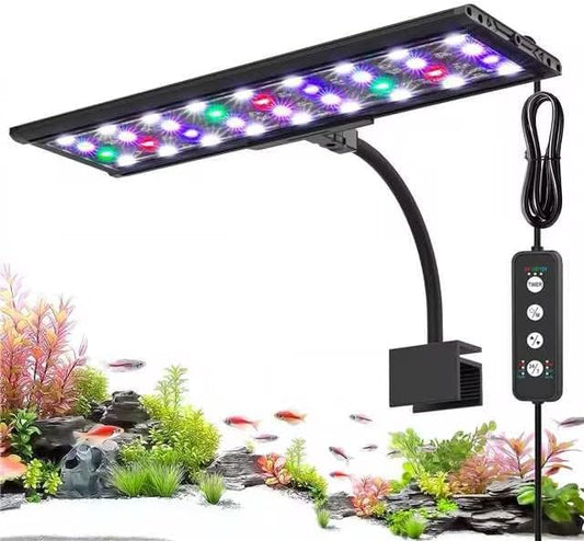 Aqqa 24/7 mode aquarium light front view mounted on fish tank