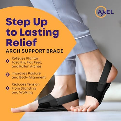 Axel USA orthotic arch support with adjustable strap for plantar fasciitis.