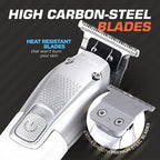 Fagaci cordless barber trimmer showing ergonomic grip design and intelligent power switch