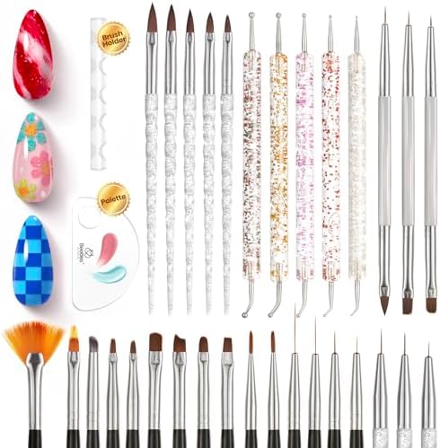 Beetles 31 piece nail art brush set front view