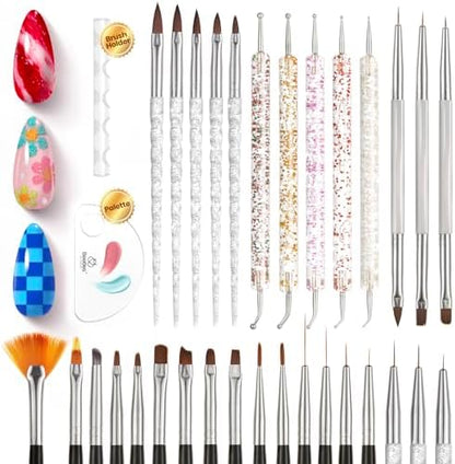 Beetles 31 piece nail art brush set front view