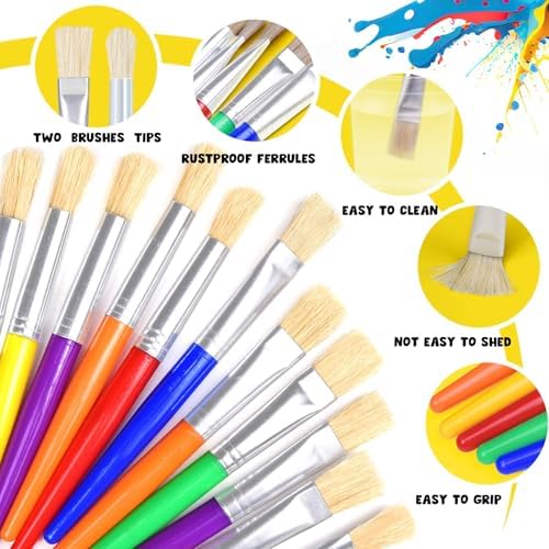 Joyooss washable children art brushes being cleaned easily under warm running tap water.