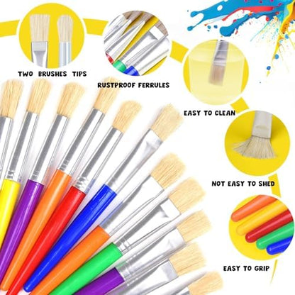 Joyooss washable children art brushes being cleaned easily under warm running tap water.